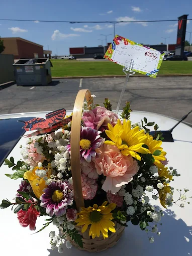 Colorful birthday flower basket